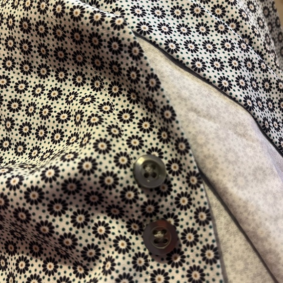 Alfani Button Down Slim Fit Shirt, 16-16 1/2, 32-33, white with black geometric - Picture 6 of 13